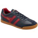 Gola Classics Harrier Leather Men's Retro Trainers in Navy/Deep Red