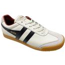 Gola Harrier Leather Trainers in Off White, Black and Rust CMB426WX