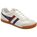 Gola Harrier Leather Retro 70s Trainers in White/Navy/Red CMB426XE