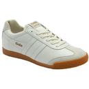 Gola Harrier Leather Trainers in White/White/Gum CMB566WW
