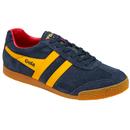 Gola Harrier Retro Suede Trainers in Navy with Sun and Red CMA192PY