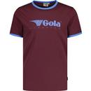 gola mens gola classics retro 70s logo ringer neck tshirt burgundy blue