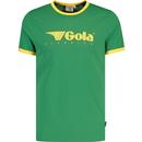 gola mens gola classics retro 70s logo ringer neck tshirt green yellow