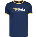 gola mens gola classics retro 70s logo ringer neck tshirt navy yellow