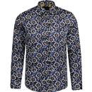 guide london mens abstract floral print long sleeve shirt navy