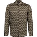 guide london mens abstract geometric pattern print long sleeve shirt tan