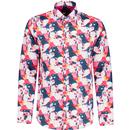 guide london mens abstract marble print long sleeves shirt white pink navy