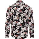 GUIDE LONDON Men's Retro 1960s Floral Bird Shirt
