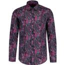 guide london mens bold paisley print long sleeve shirt purple black