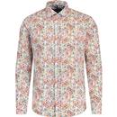 guide london mens botanical pattern long sleeve shirt white red