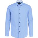 guide london mens panelled collar end on end plain coloured long sleeve shirt sky blue navy