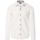 guide london mens contrast collar trim long sleeve shirt white navy