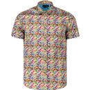 guide london mens rainbow dandelion print short sleeve shirt multicoloured