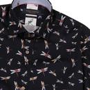 GUIDE LONDON Dragonfly Print Spread Collar Shirt 