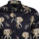 GUIDE LONDON Retro 60s Elephant Floral Print Shirt
