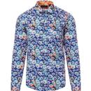 GUIDE LONDON Retro Mod Bold Colourful Floral Shirt
