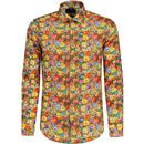 guide london mens bold painted flower print long sleeve shirt multicoloured