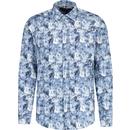 guide london mens electric guitars pattern long sleeve shirt blue white