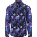 guide london mens bold jellyfish print long sleeve shirt navy purple