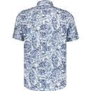 Guide London Distressed Leaf Print S/S Shirt Navy