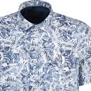 Guide London Distressed Leaf Print S/S Shirt Navy