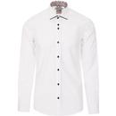 GUIDE LONDON 60s Mod Tipped Smart Shirt (White)