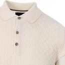 GUIDE LONDON 60s Mod Basket Weave Knit Polo Top OW