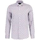 Guide London 60s Mod Abacus Print Smart Shirt in White