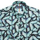 GUIDE LONDON Retro Mod Blue Morpho Butterfly Shirt