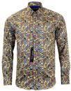 GUIDE LONDON Psychedelic Floral 1960s Mod Shirt