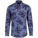 Guide London Foulard Flock Print Shirt in Navy LS77016