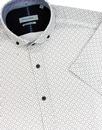 GUIDE LONDON Retro 60's Op Art Pique Shirt WHITE