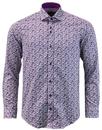 GUIDE LONDON 1960s Mod Floral Paisley Shirt PLUM