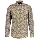 Guide London Textured Floral Shirt in Brown and Cream LS76984