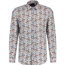 guide london mens painted florals bold print long sleeve shirt white blue
