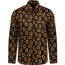 guide london mens simplified paisley print long sleeve shirt black tan