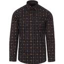 GUIDE LONDON Retro Mod Art Deco Mosaic Print Shirt