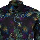 GUIDE LONDON 60s Psychedelic Peacock Print Shirt