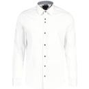 guide london mens mod plain coloured pointed collar long sleeve shirt white