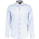 guide london mens retro plain coloured long sleeve shirt sky blue