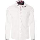 guide london mens plain coloured contrast buttons long sleeve shirt white
