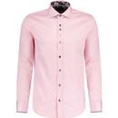 guide london mens plain not plain long sleeve stretch sateen shirt pink