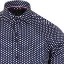 GUIDE LONDON 60s Mod Polka Dot Shirt (Navy/White)