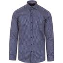 GUIDE LONDON 60s Mod Polka Dot Shirt (Navy/White)