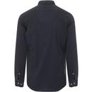 GUIDE LONDON Men's 60s Mod Polka Dot Shirt (Navy)