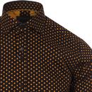 GUIDE LONDON 60s Mod Polka Dot Shirt (Black/Tan)