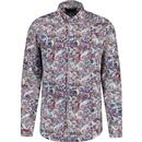 guide london mens 60s psychedelic bold floral print long sleeve shirt pink