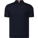 GUIDE LONDON Mod Ribbed Cotton Linen Polo Top (N)