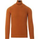 guide london knitted textured roll neck jumper rust