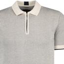 Guide London 2Tone Textured Knit Zip Neck Polo I/N